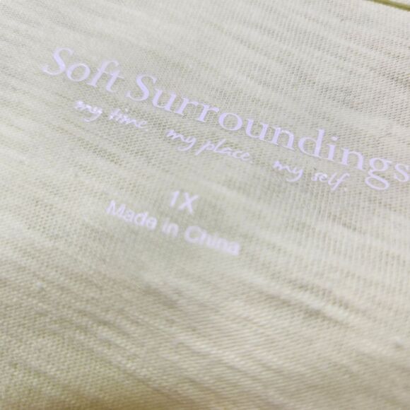 Soft‎ Surroundings Danielle Button Tank Tunic Cotton Slub Yellow Green Flowy 1X - Picture 10 of 13